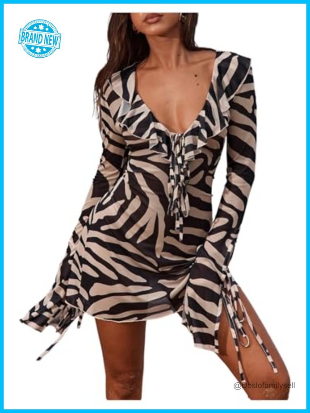 SweatyRocks Zebra Print Sheer Long Sleeve Mini Dress Rave Outfit